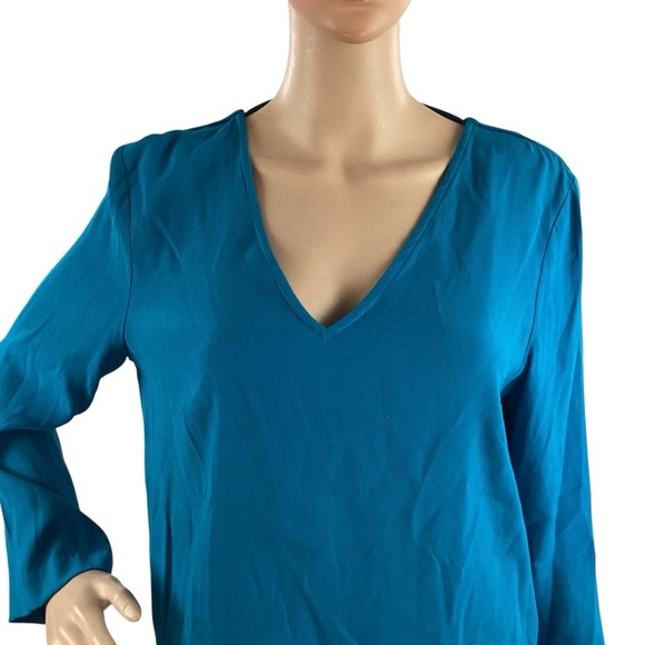 Artelier Nicole Miller Blue Open Back Long Sleeve Blouse Size M - Picture 2 of 7
